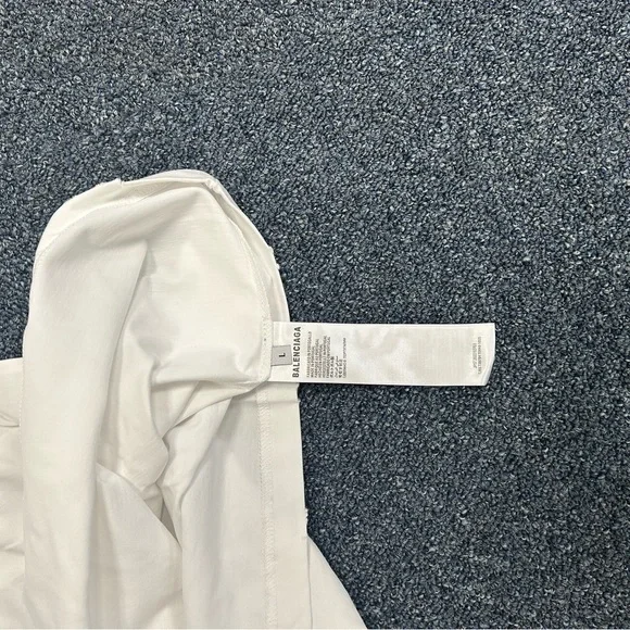 Balenciaga Oversized BB Logo Long Sleeve Shirt White/Black – Size L (Fits XXL) - Picture 9 of 15